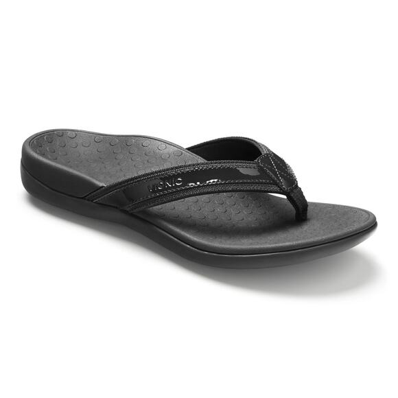 Vionic Women's Tide II Toe Post Black Flip Flop Orthotic Comfort Arch Support- 9 - Picture 1 of 6